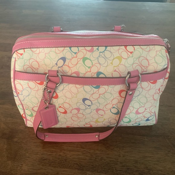 Leather Coach Monogram Handbag - Picture 6 of 9